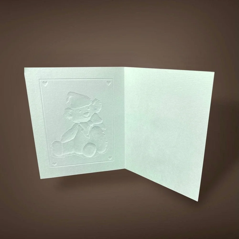 Teddy Bear Note Cards 1985‎ Current Embossed Set 8 Soft Blue Cards 1980s